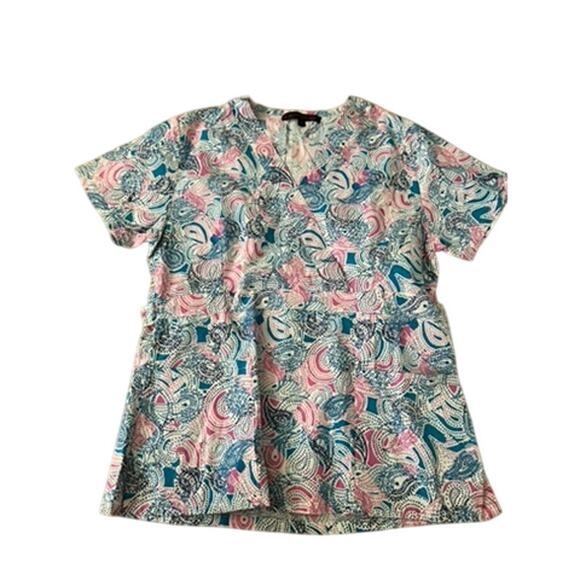 Flex colorful scrub top nursing sz Medium - Picture 1 of 5